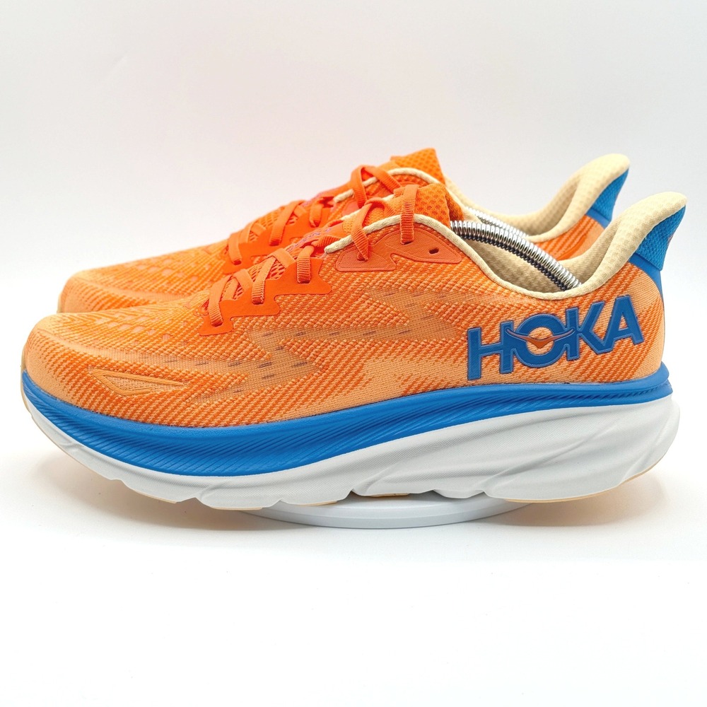 Hoka One One Hoka Clifton 9 Size 12.5 Mens Orange/Blue 1127895-VOIM, NEW